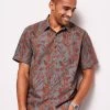 Short Sleeve Soft Touch Print Shirt Dark Grey