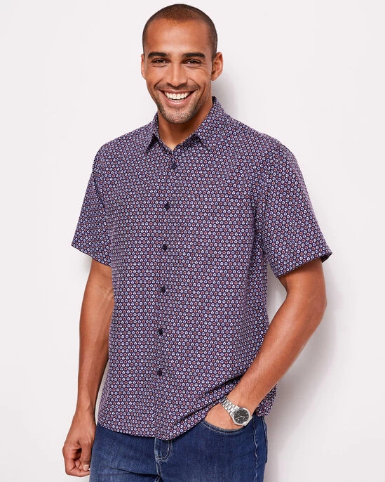Short Sleeve Soft Touch Print Shirt Dark Grey - Image 5