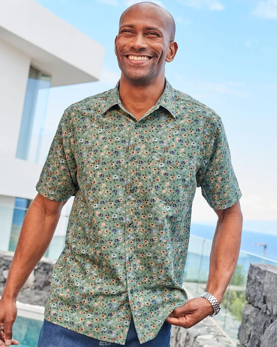 Short Sleeve Soft Touch Print Shirt Pistachio - Image 2