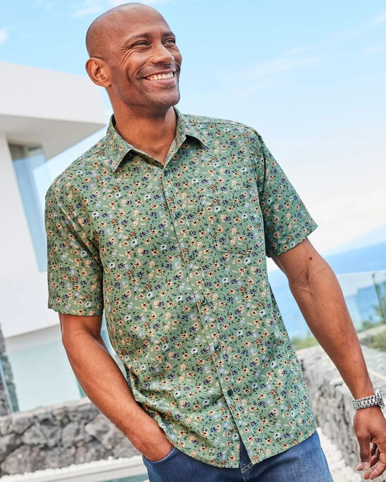 Short Sleeve Soft Touch Print Shirt Pistachio - Image 3