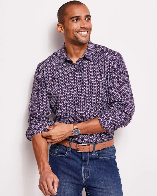 Long Sleeve Soft Touch Print Shirt Dark Grey - Image 4