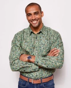 Long Sleeve Soft Touch Print Shirt Pistachio