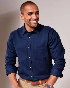 Long Sleeve Cotton Twill Shirt Night Sky