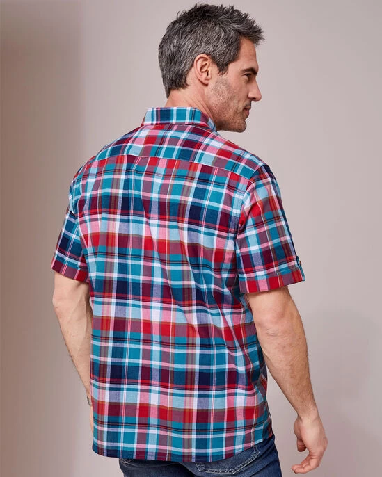 Short Sleeve Madras Shirt Harbour Blue - Image 5