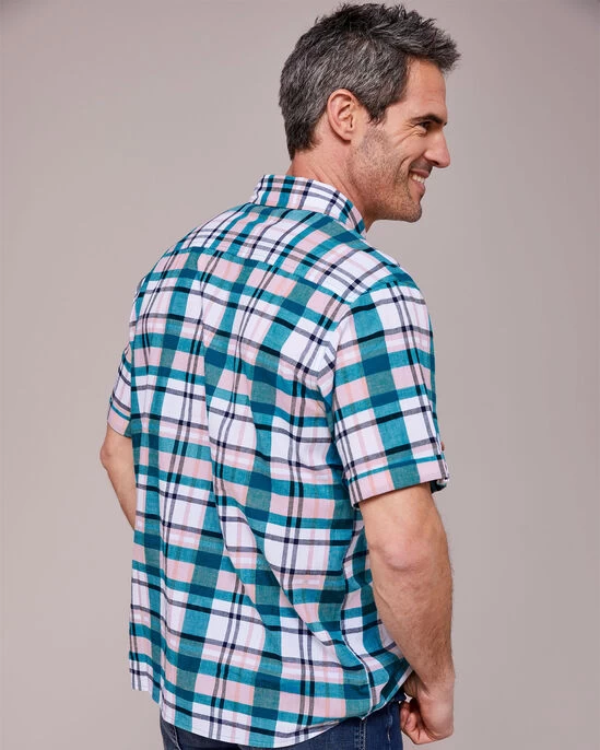 Short Sleeve Madras Shirt Harbour Blue - Image 9