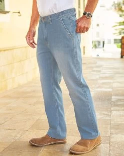 Side Elasticated Jeans Bleach Wash