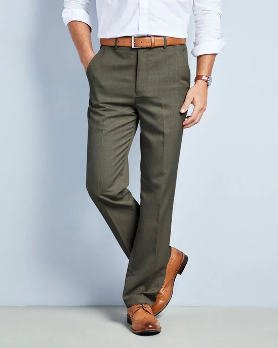 Flat Front Supreme Trousers Dark Olive