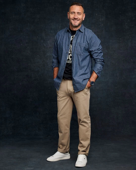 Flat Front 4-Way Stretch Chino Trousers Cashew - Image 2