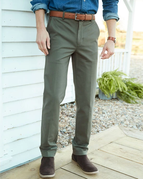 Flat Front 4-Way Stretch Chino Trousers Cashew - Image 3