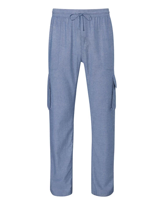 Cotton Pull-on Trousers Chambray - Image 3