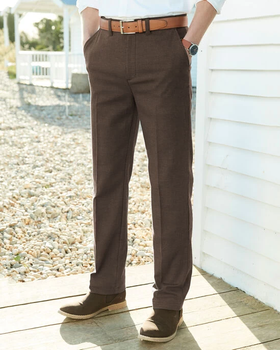 Check Stretch Chino Trousers Dark Mocha