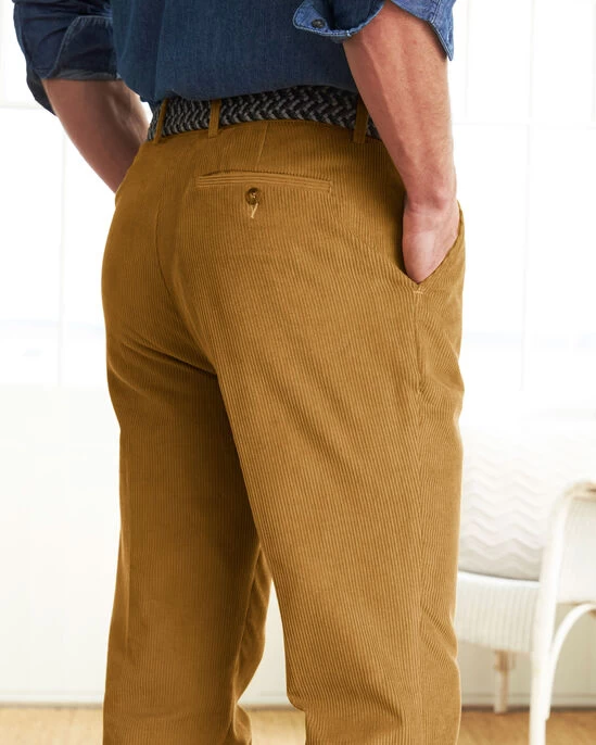 Flat Front Cord Trousers Mustard - Image 2