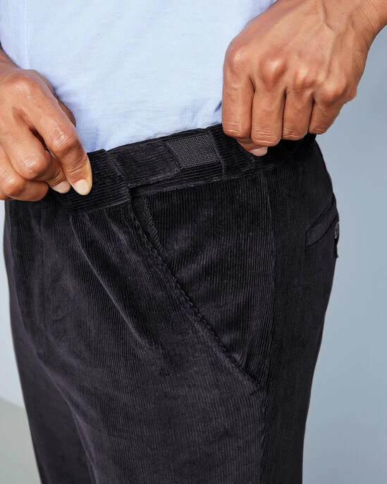 Stretch Cord Comfort Trousers Black - Image 2