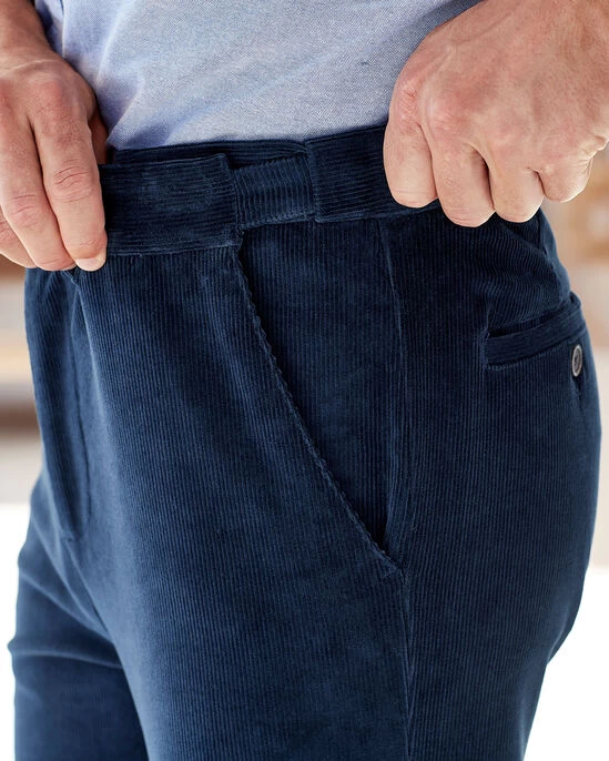 Stretch Cord Comfort Trousers Black - Image 7