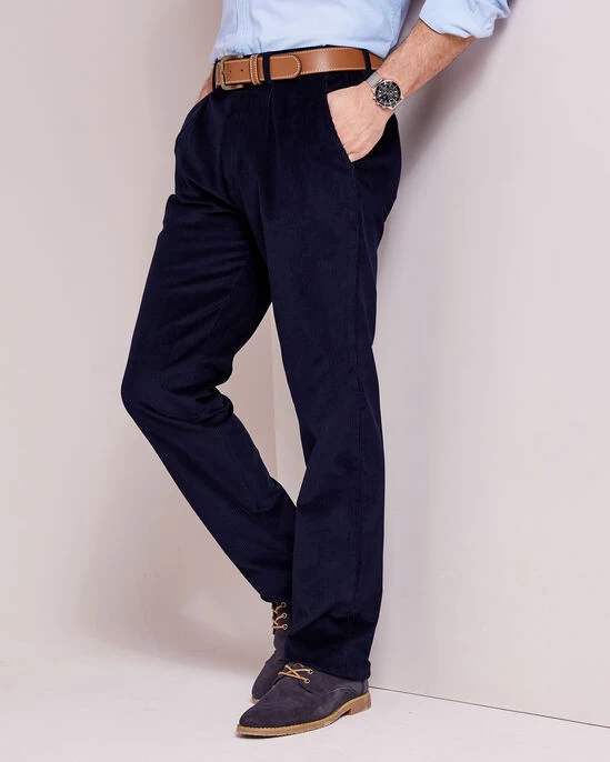 Pleat Front Cord Trousers Port - Image 3