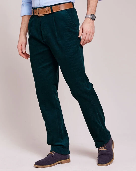 Pleat Front Cord Trousers Port - Image 6