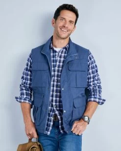 The Wanderer Multi-Pocket Gilet Slate Blue