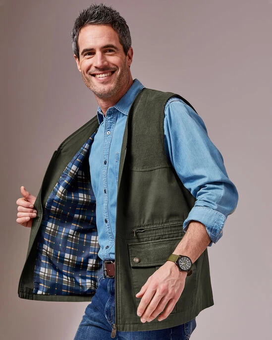 Classic Canvas Field Gilet Mid Khaki