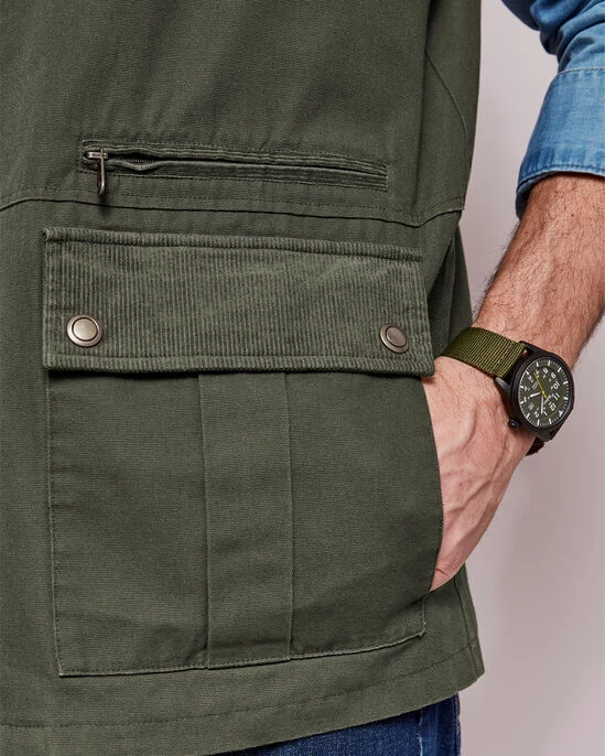 Classic Canvas Field Gilet Mid Khaki - Image 3