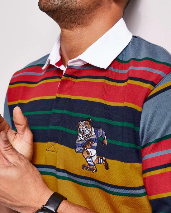 Short Sleeve Embroidered Stripe Rugby Shirt - Image 3
