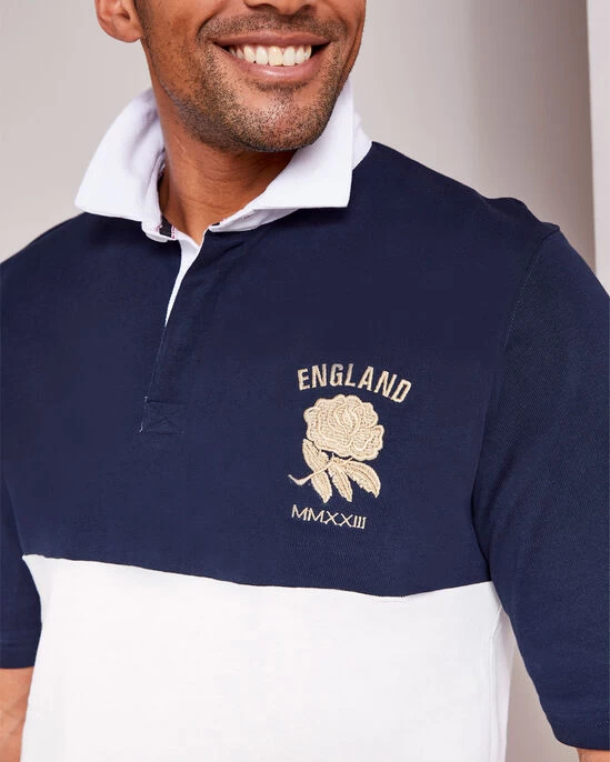 England Classic Short Sleeve Panelled Rugby Shirt - Image 3