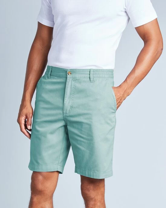 Flat Front Comfort Shorts Dusky Aqua