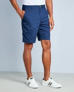 Flat Front Comfort Shorts Oxford Blue