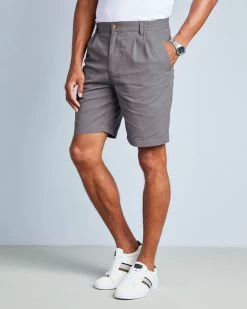 Pleat Front Comfort Shorts Mercury
