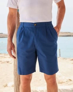 Pleat Front Comfort Shorts Oxford Blue