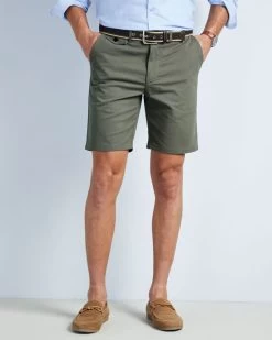 Flat Front Wrinkle Free Stretch Chino Shorts Green Dusk