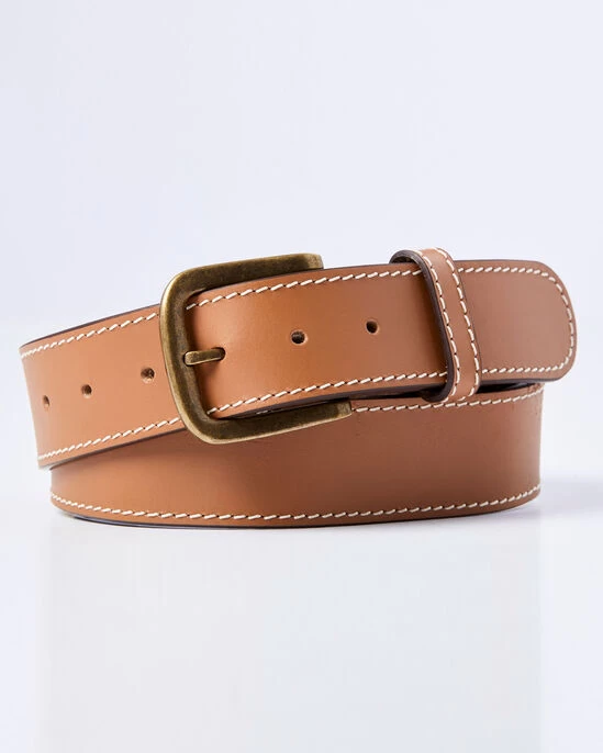 Stitch Detail Leather Jeans Belt Navy - Image 3