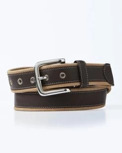 Leather Mix Belt Antique Beige