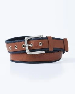 Leather Mix Belt Navy