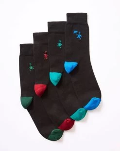 4 Pack Comfort Top Goose Embroidery Socks
