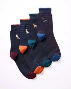 4 Pack Comfort Top Animal Socks