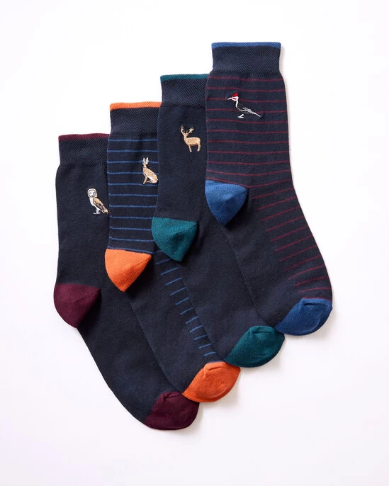 4 Pack Comfort Top Animal Socks