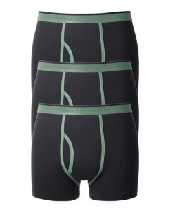 3 Pack Contrast Trunks Black