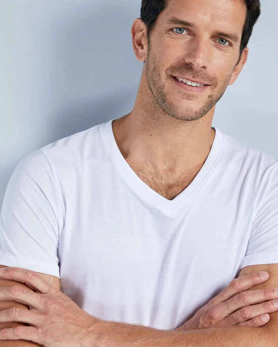 3 Pack Short Sleeve V-Neck Vests Multi - Image 9