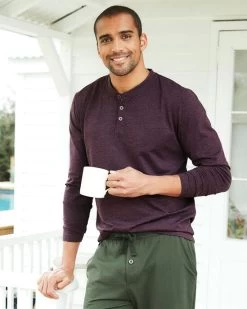 2 Pack Grandad Tops Dark Plum