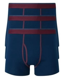 3 Pack Contrast Trunks Dark Blue