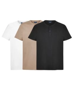 3 Pack Short Sleeve Grandad Tops