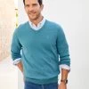 Cotton V-Neck Jumper Sea Breeze