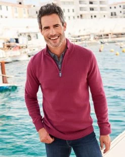 Half Zip Mock Shirt Jumper Raspberry
