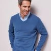 Cotton V-Neck Jumper Cornflower