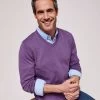Cotton V-Neck Jumper Grape