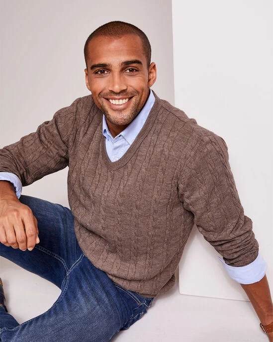 Luxury Soft Touch Cable Jumper Warm Taupe - Image 4