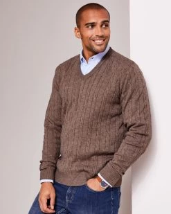 Luxury Soft Touch Cable Jumper Warm Taupe