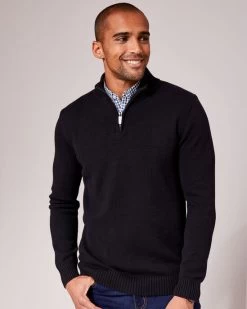 Half Zip Mock Shirt Jumper Black