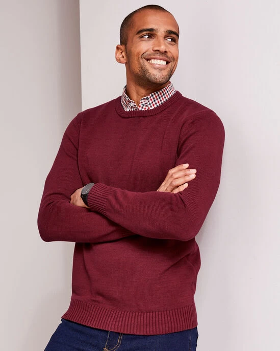 Crew Neck Mock Shirt Jumper Dark Moss - Image 3