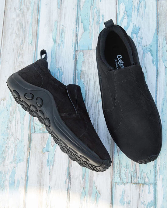 Men's Wide Fit Suede Slip Ons Black
